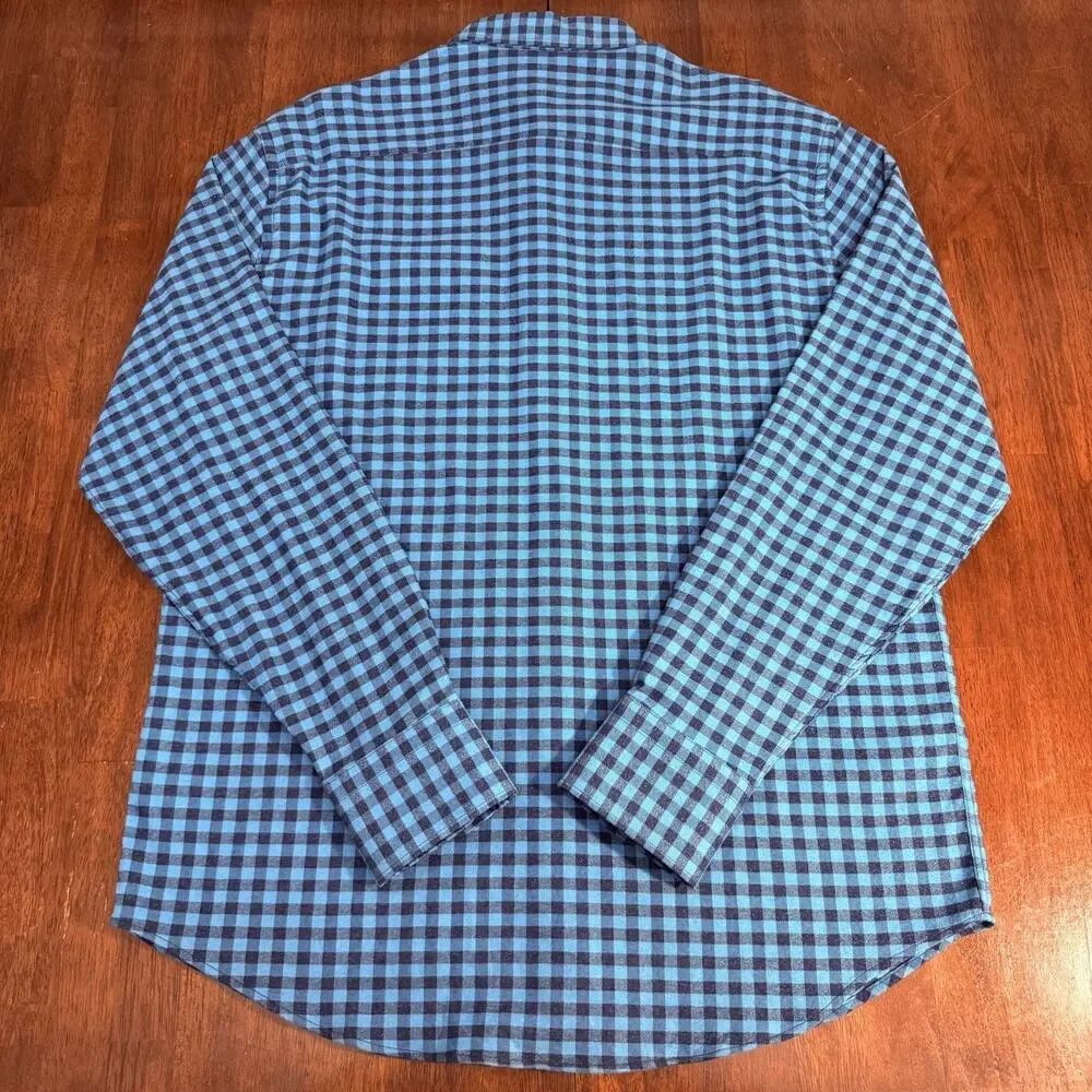 Peter Millar Summer Comfort Flannel Blue Gray Gingham Style Men's Size Large‎